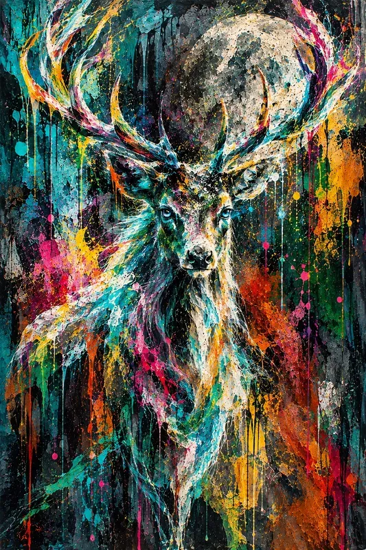 Explosive Abstract Halloween Animal Art