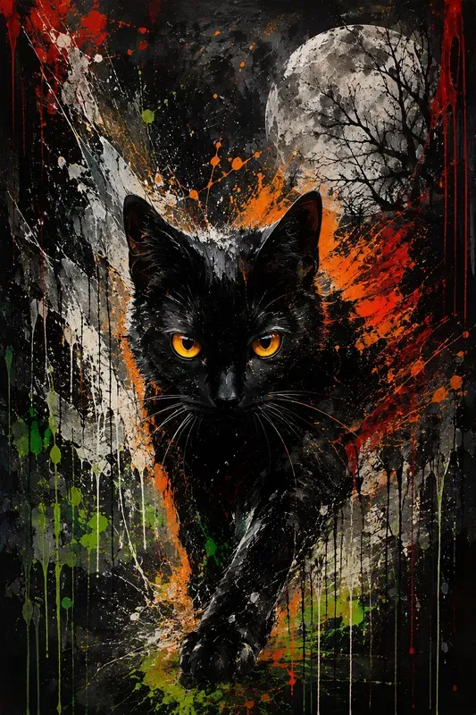 Explosive Abstract Halloween Animal Art