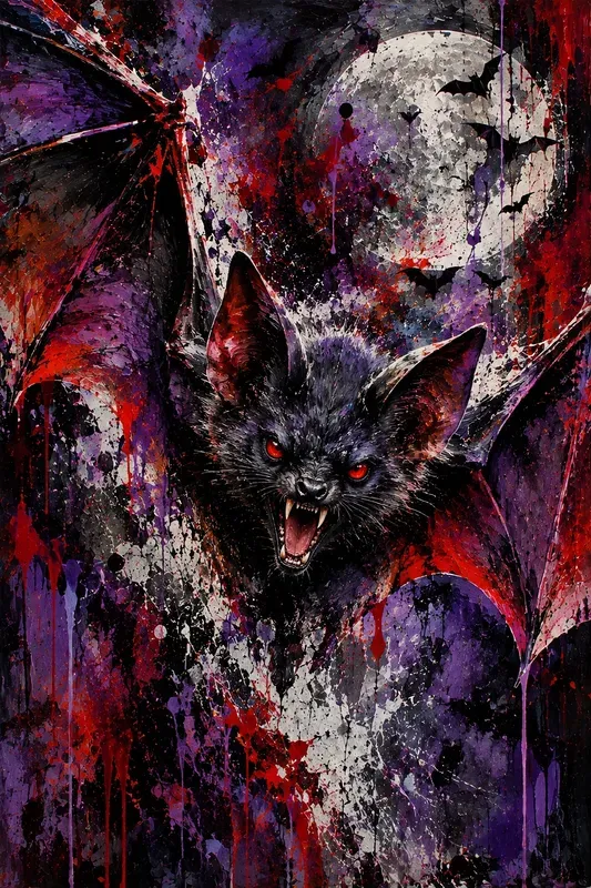 Explosive Abstract Halloween Animal Art