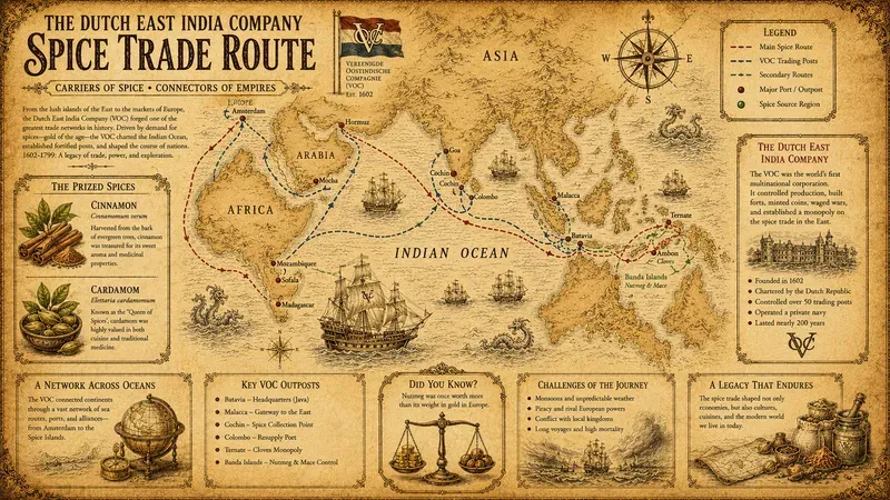 Vintage Spice Route Infographic Maps