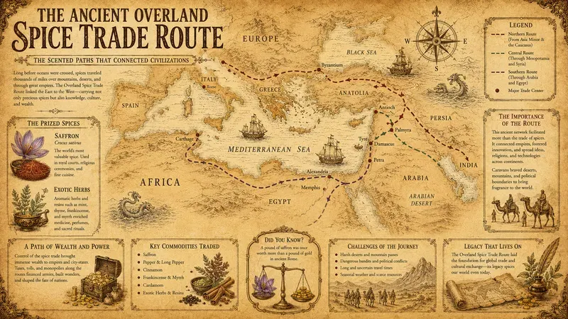 Vintage Spice Route Infographic Maps