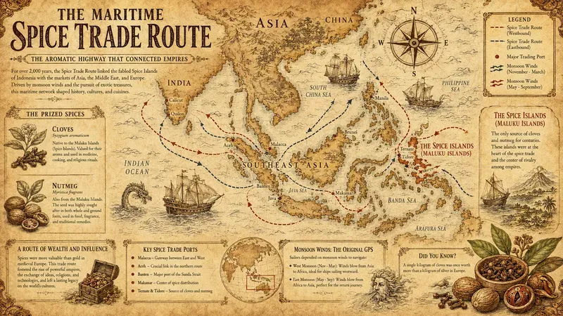 Vintage Spice Route Infographic Maps