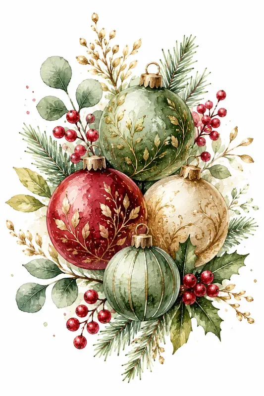 Festive Christmas Watercolor Cliparts
