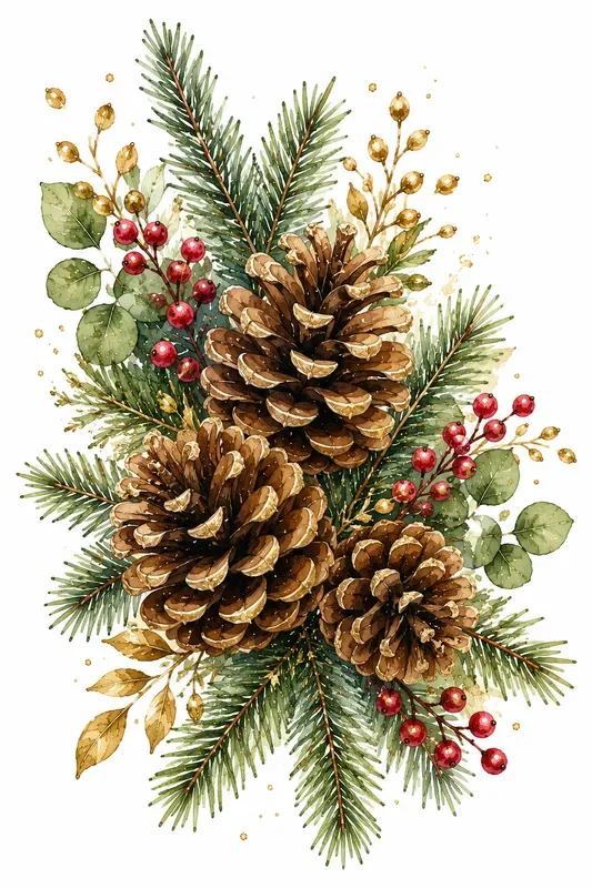 Festive Christmas Watercolor Cliparts
