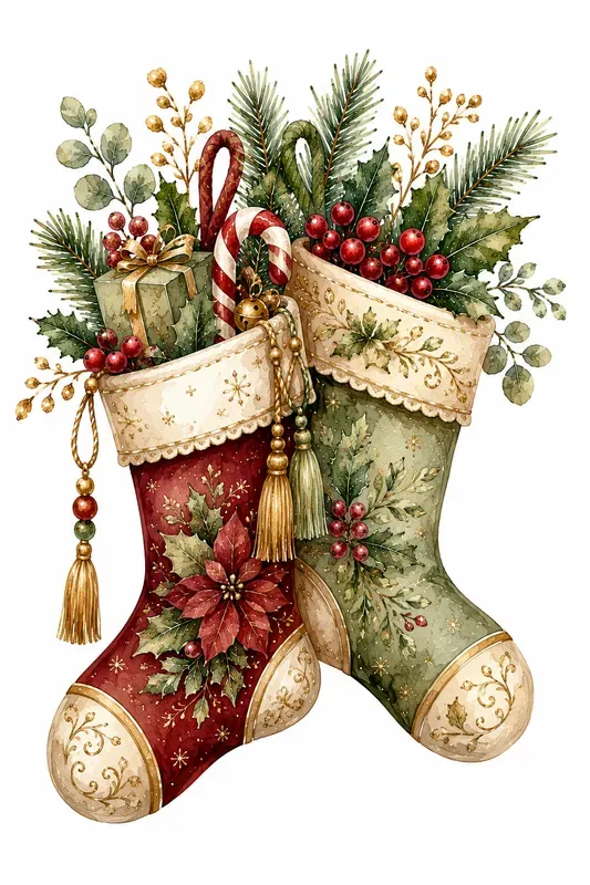Festive Christmas Watercolor Cliparts
