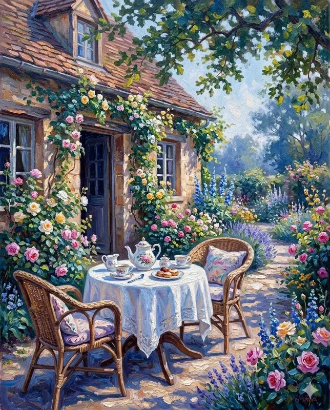 French Impressionist Garden Oil Art