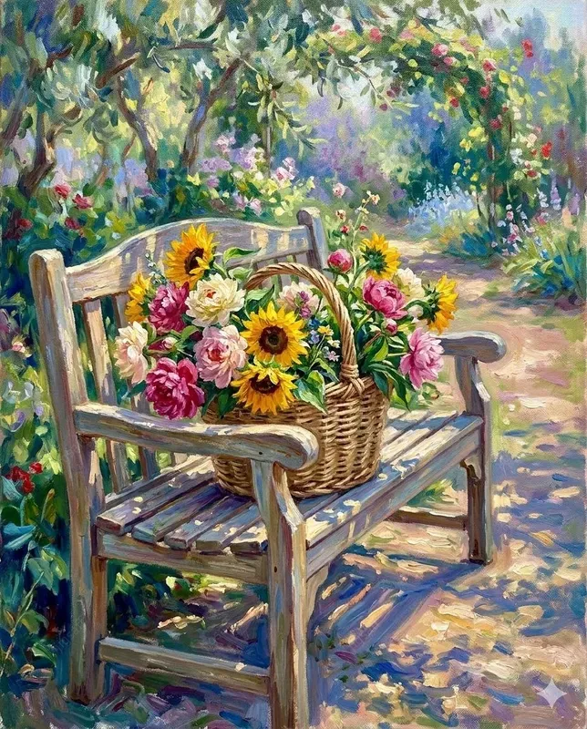 French Impressionist Garden Oil Art