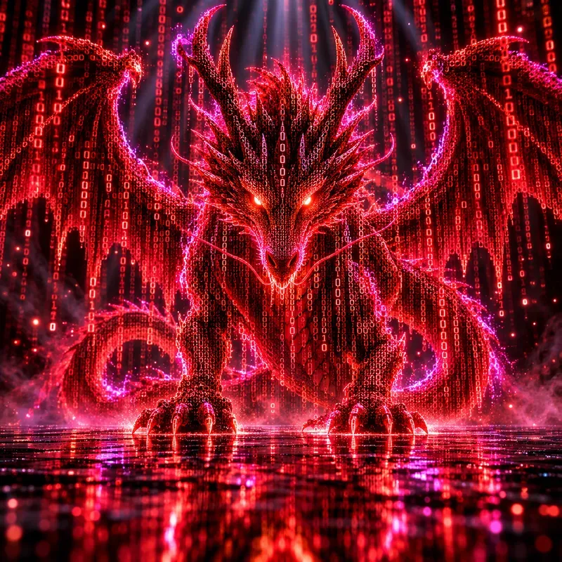 Glowing Code Rain Creatures Matrix