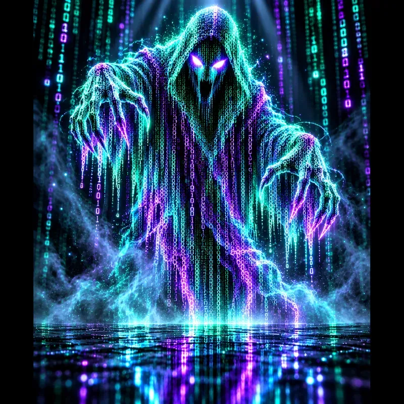 Glowing Code Rain Creatures Matrix