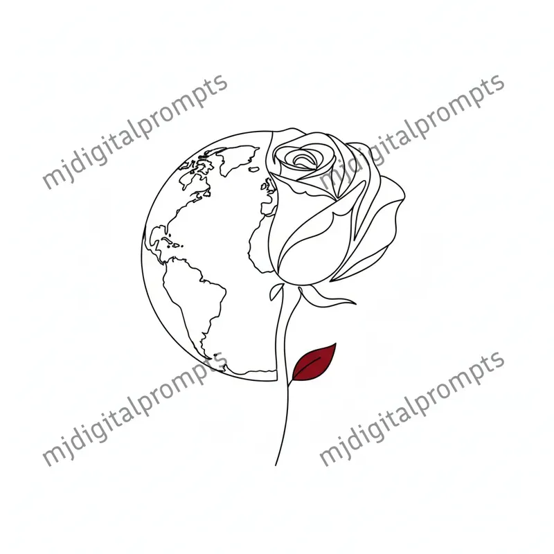 Surreal Double Exposure Line Art