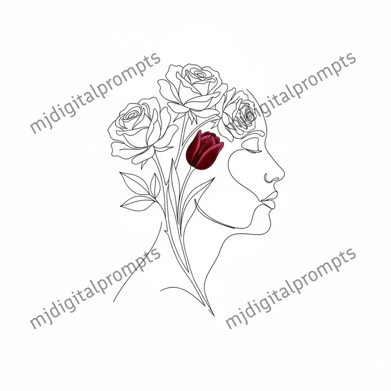 Surreal Double Exposure Line Art