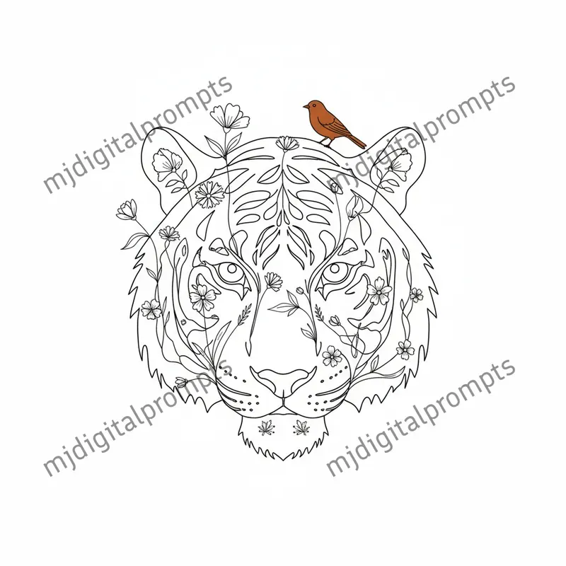 Surreal Double Exposure Line Art