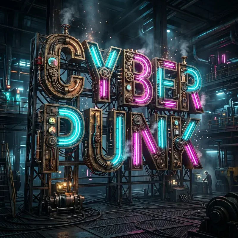 Industrial Neon Typography Artworks