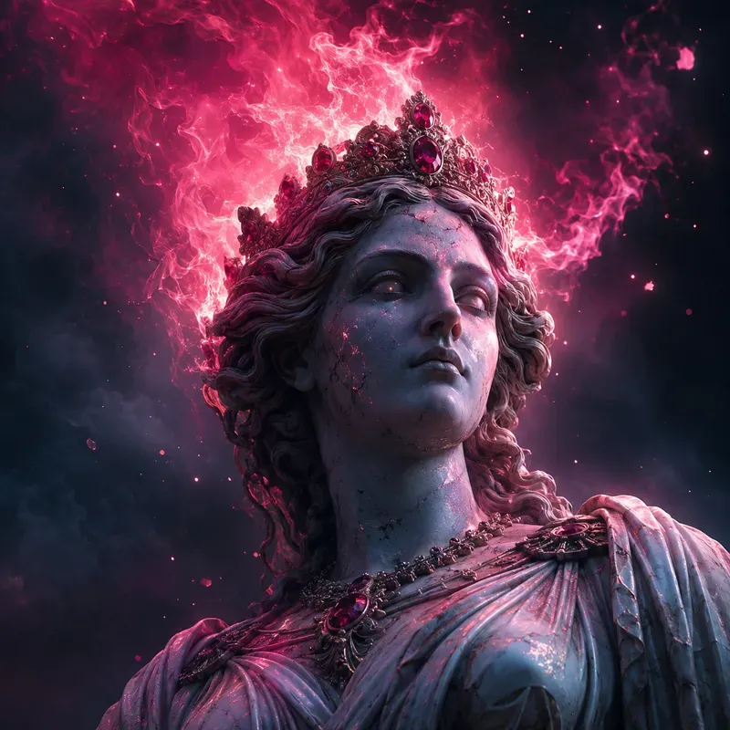 Neon Mythic Statue Portraits