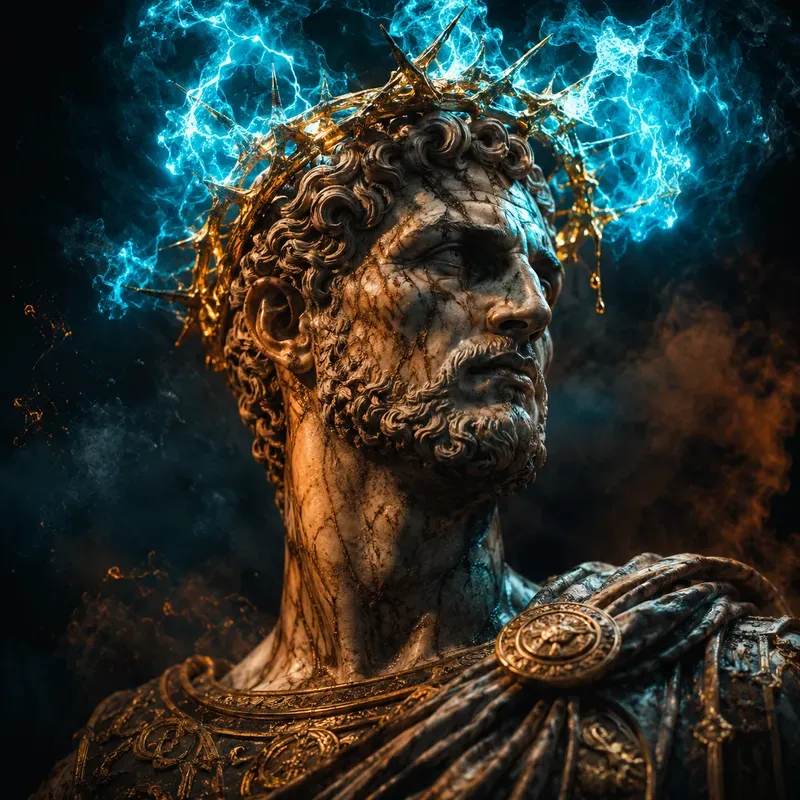 Neon Mythic Statue Portraits