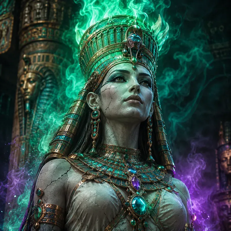 Neon Mythic Statue Portraits