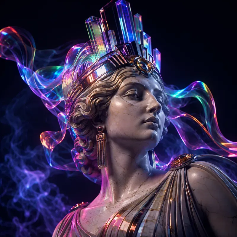 Neon Mythic Statue Portraits