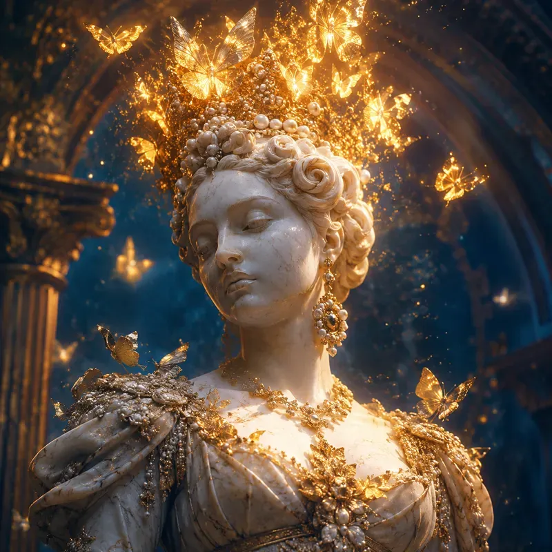 Neon Mythic Statue Portraits