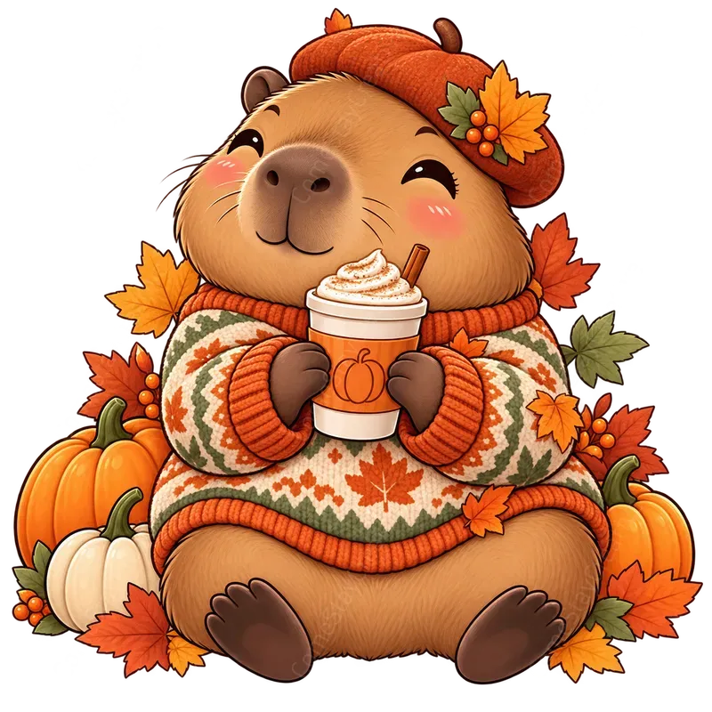 Cute Seasonal Capybara Tshirts Png