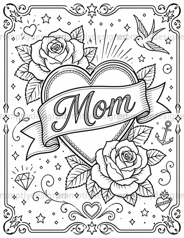 Vintage Tattoo Coloring Pages