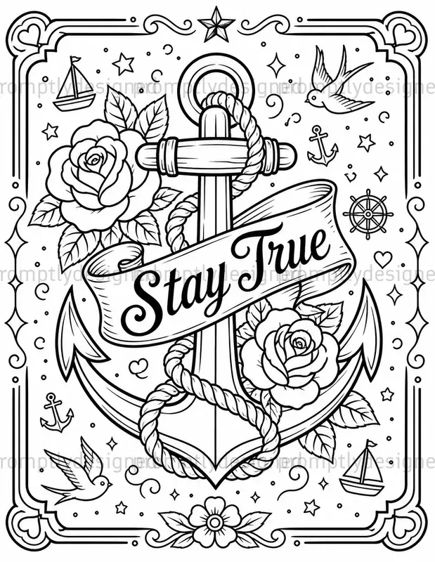 Vintage Tattoo Coloring Pages