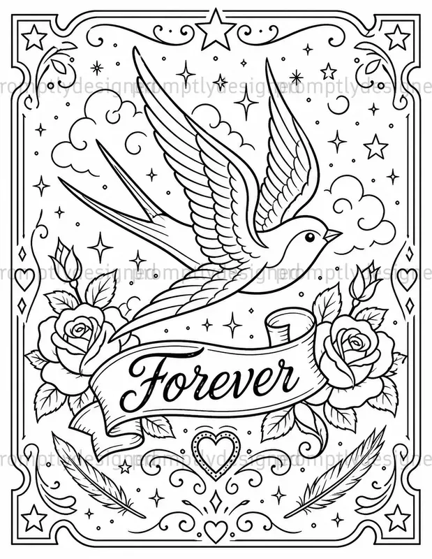 Vintage Tattoo Coloring Pages
