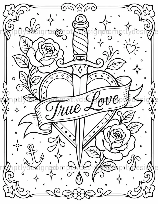 Vintage Tattoo Coloring Pages