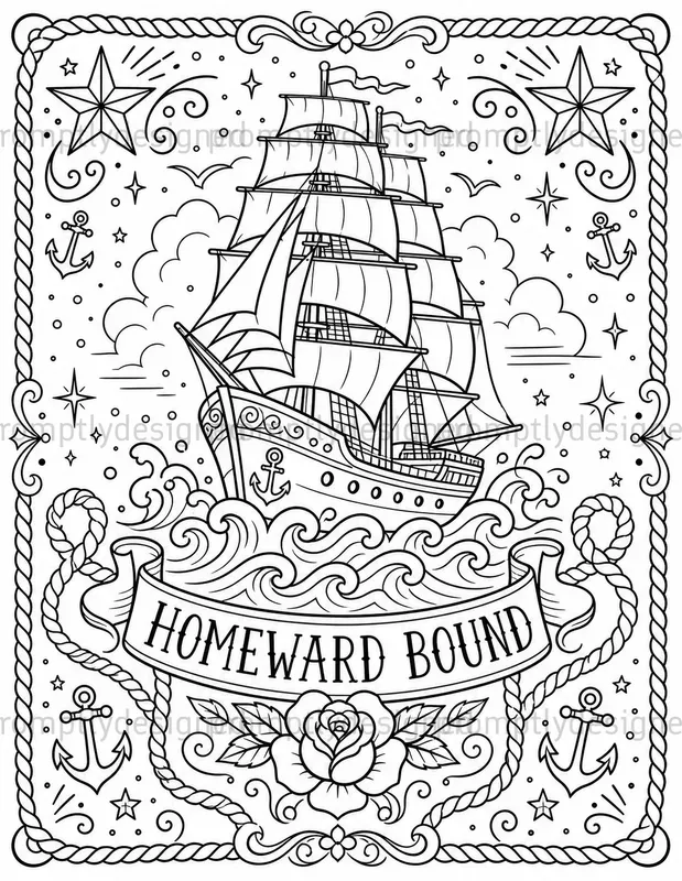 Vintage Tattoo Coloring Pages