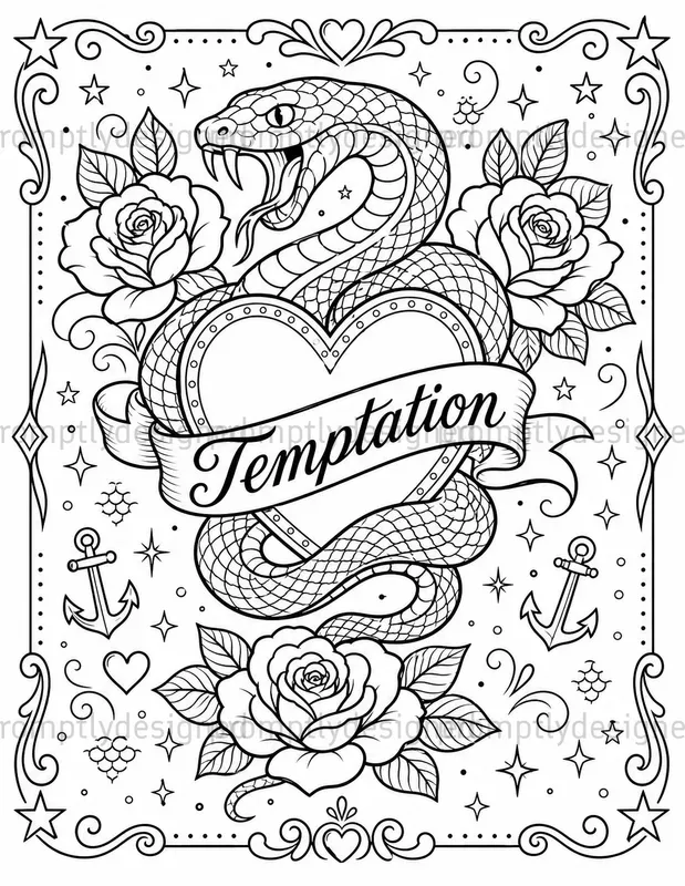 Vintage Tattoo Coloring Pages