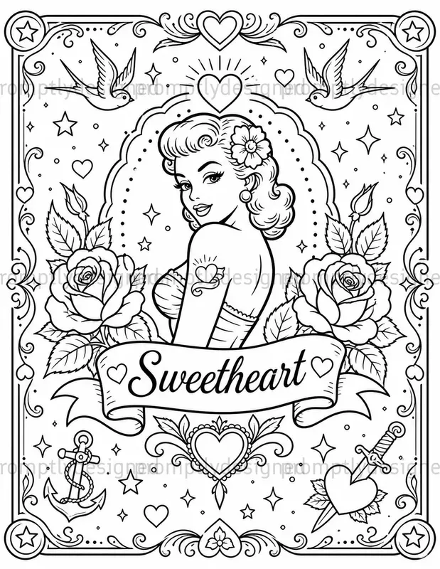 Vintage Tattoo Coloring Pages