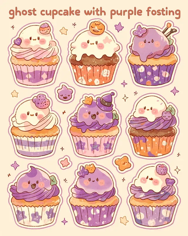 Kawaii Halloween Dessert Stickers