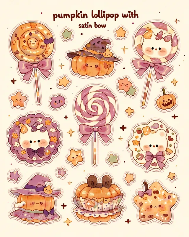 Kawaii Halloween Dessert Stickers