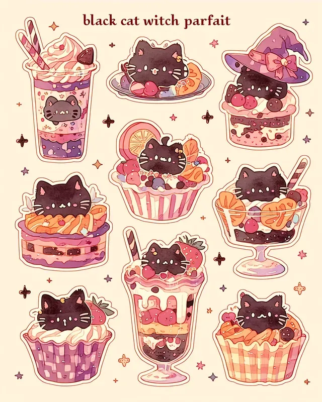 Kawaii Halloween Dessert Stickers