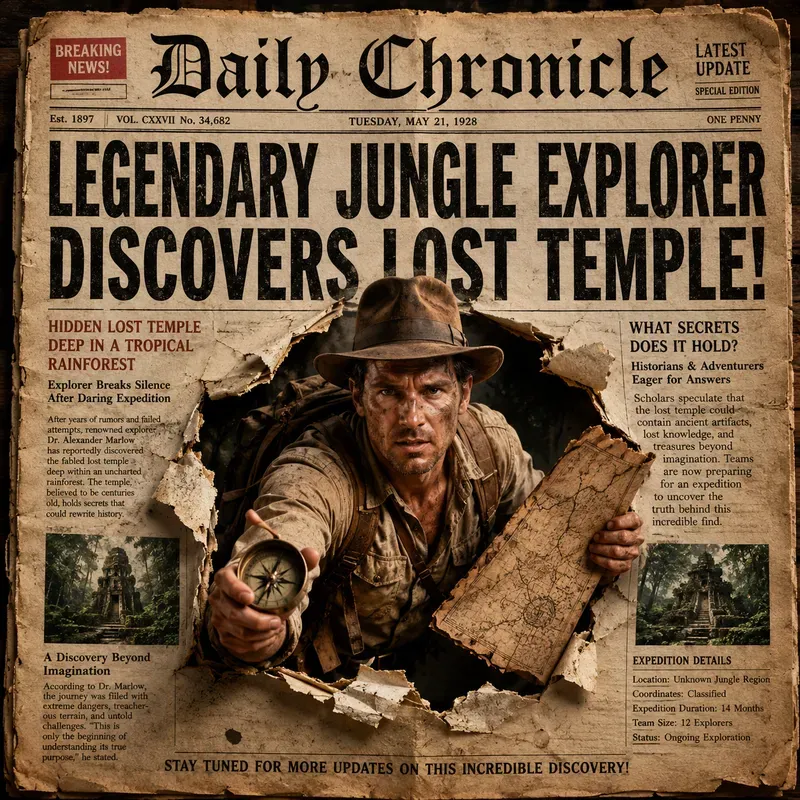 Vintage Newspaper Hero Portraits