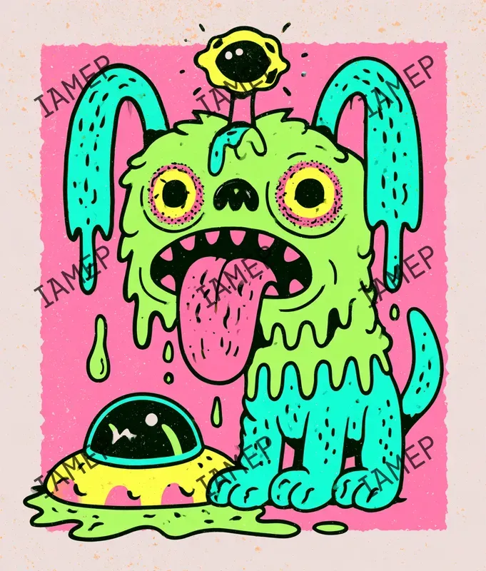 Neon Punk Cartoon Characters