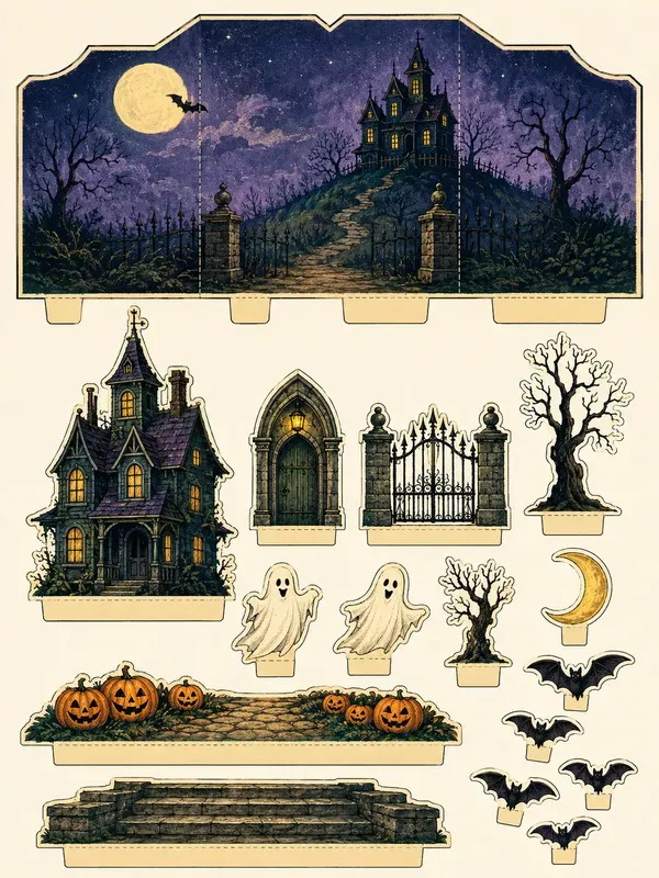 Halloween Pop Up Scene Cutout Cards