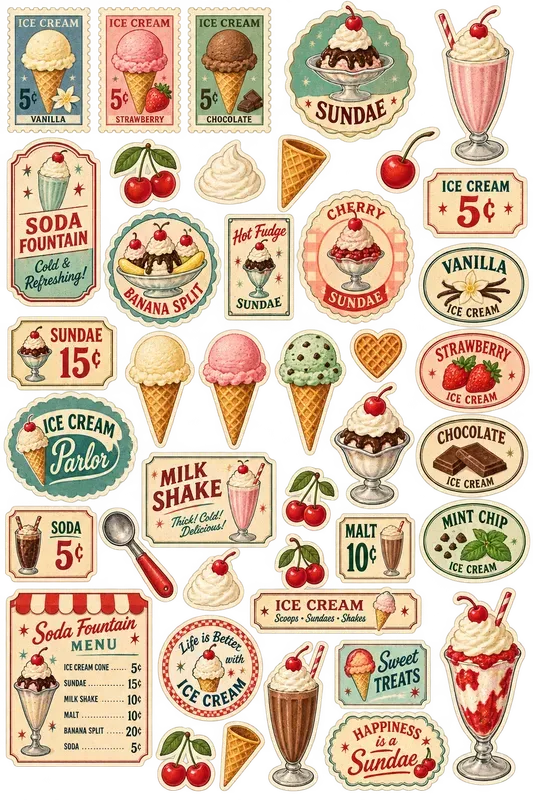 Vintage Ice Cream Parlor Ephemera