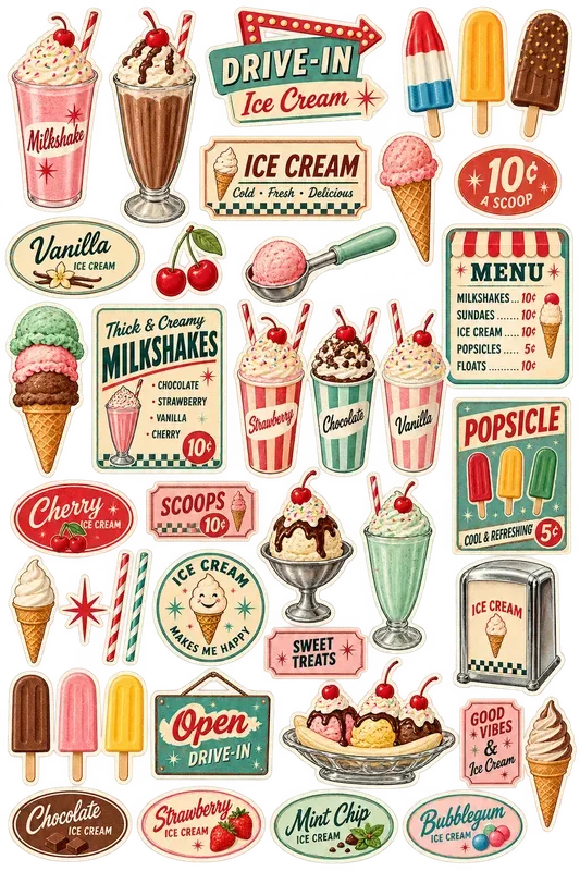 Vintage Ice Cream Parlor Ephemera