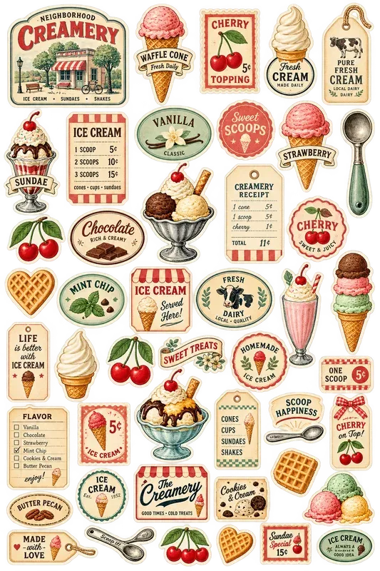Vintage Ice Cream Parlor Ephemera