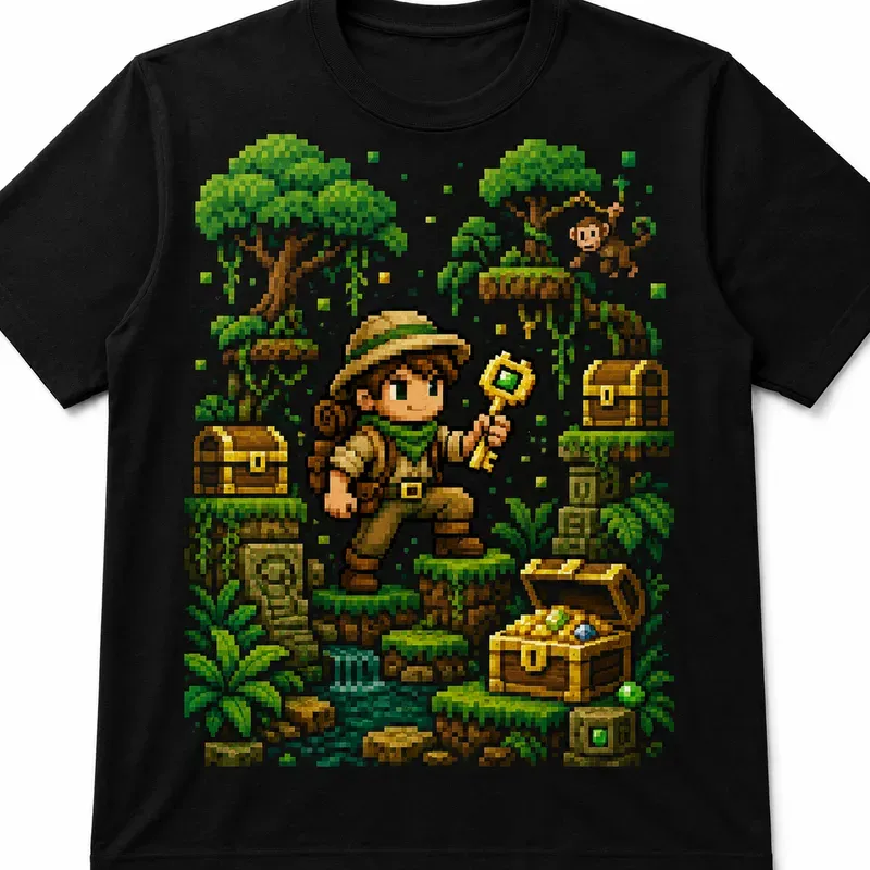 Retro Pixel Adventure Tee Designs