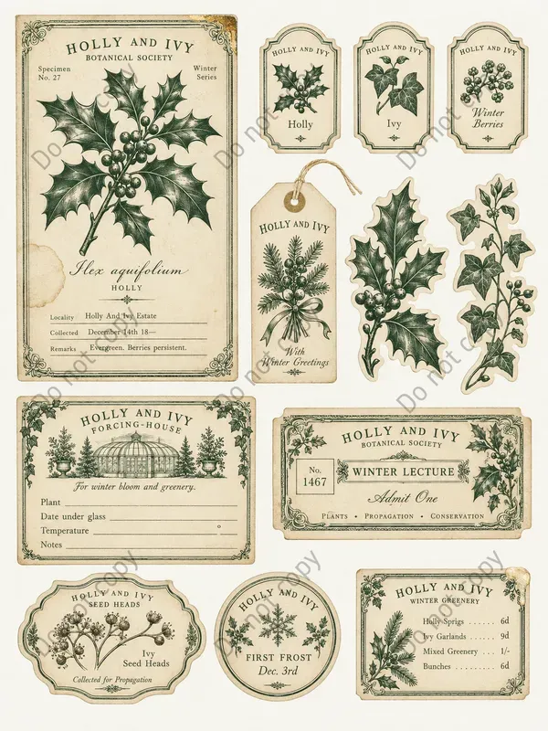 Winter Botanical Ephemera Sheets