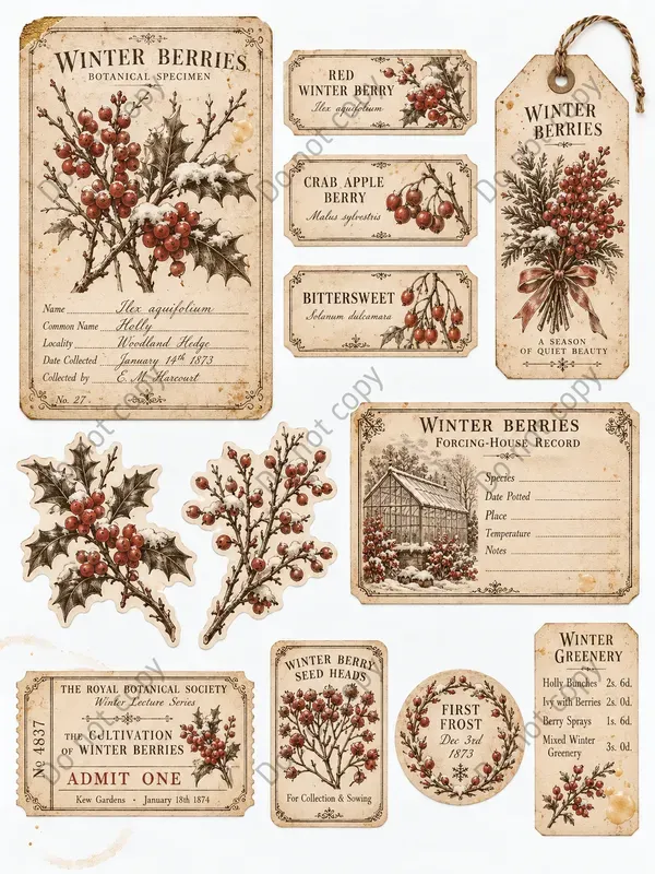 Winter Botanical Ephemera Sheets