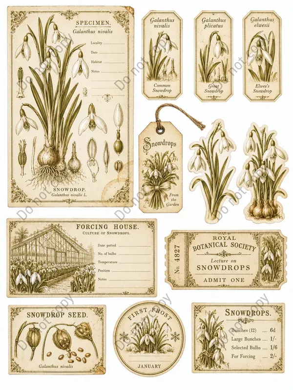 Winter Botanical Ephemera Sheets