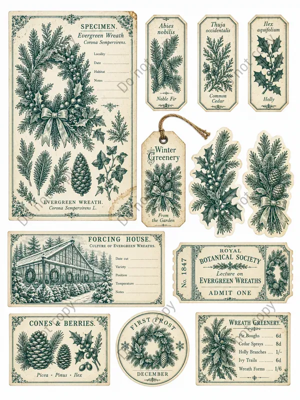 Winter Botanical Ephemera Sheets