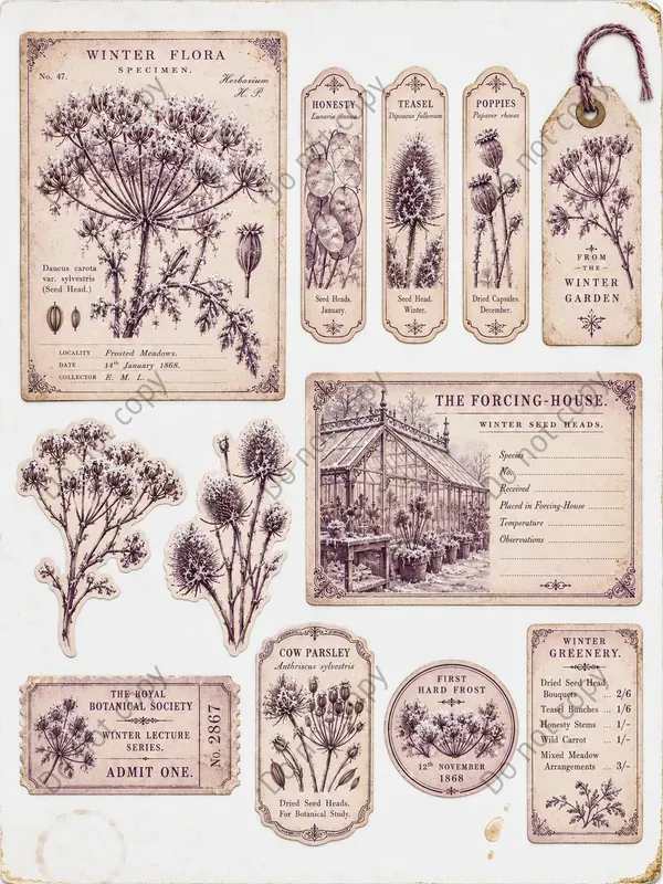 Winter Botanical Ephemera Sheets