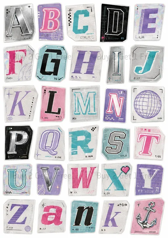 Western Retro Collage Letter Tiles