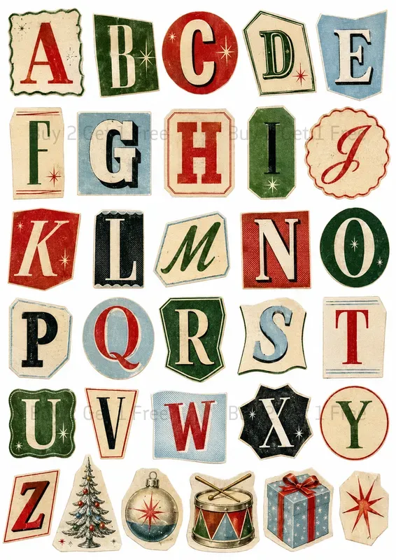 Western Retro Collage Letter Tiles