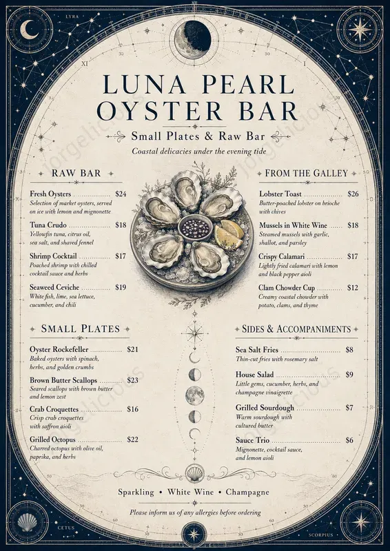 Celestial Chart Food Menus