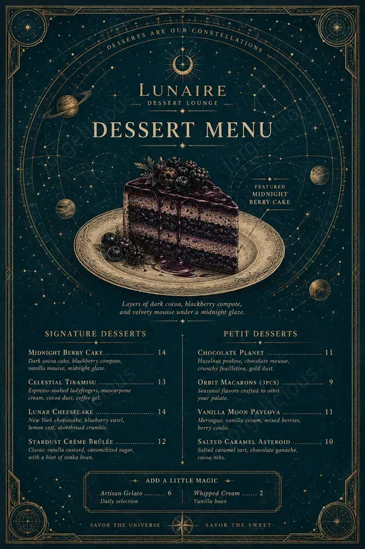 Celestial Chart Food Menus