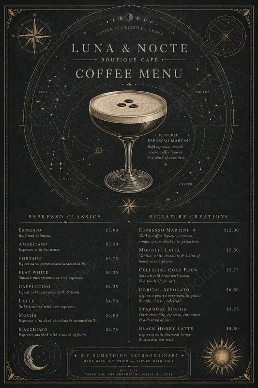 Celestial Chart Food Menus